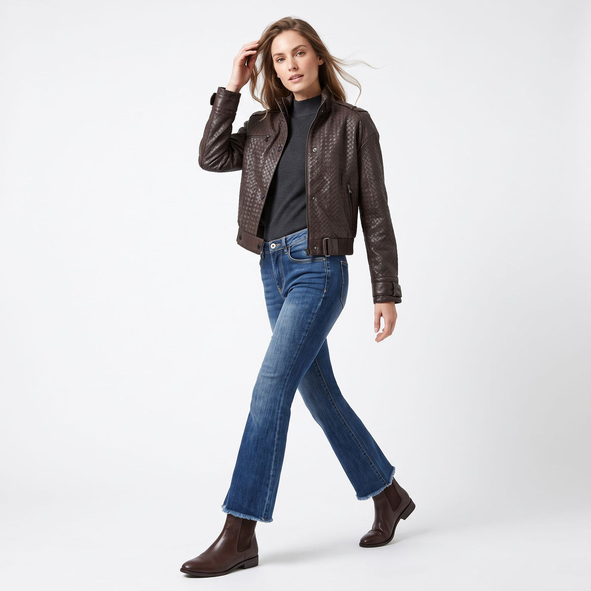 Jeans zampetta sfrangiata