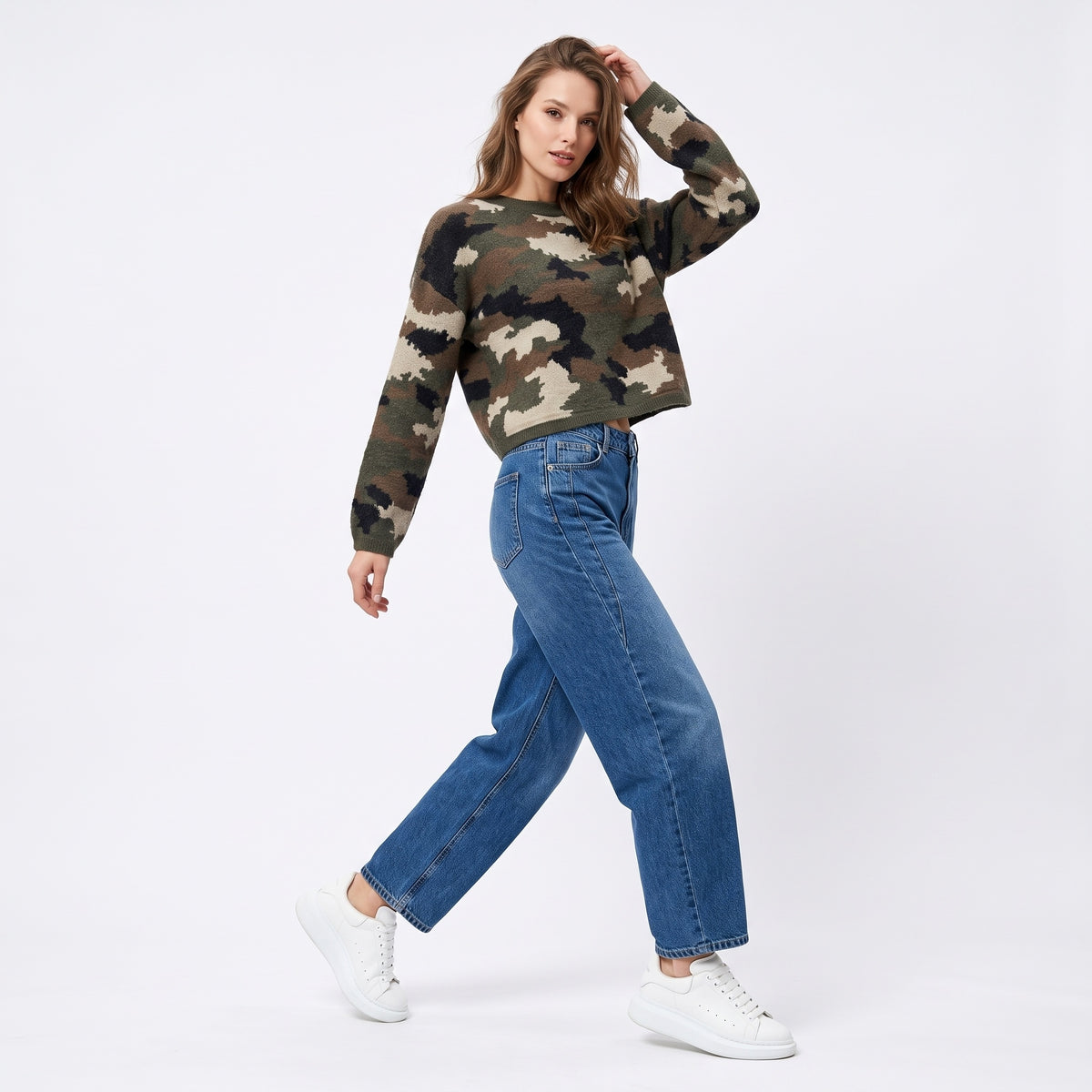Maglia tricot o'neck Army
