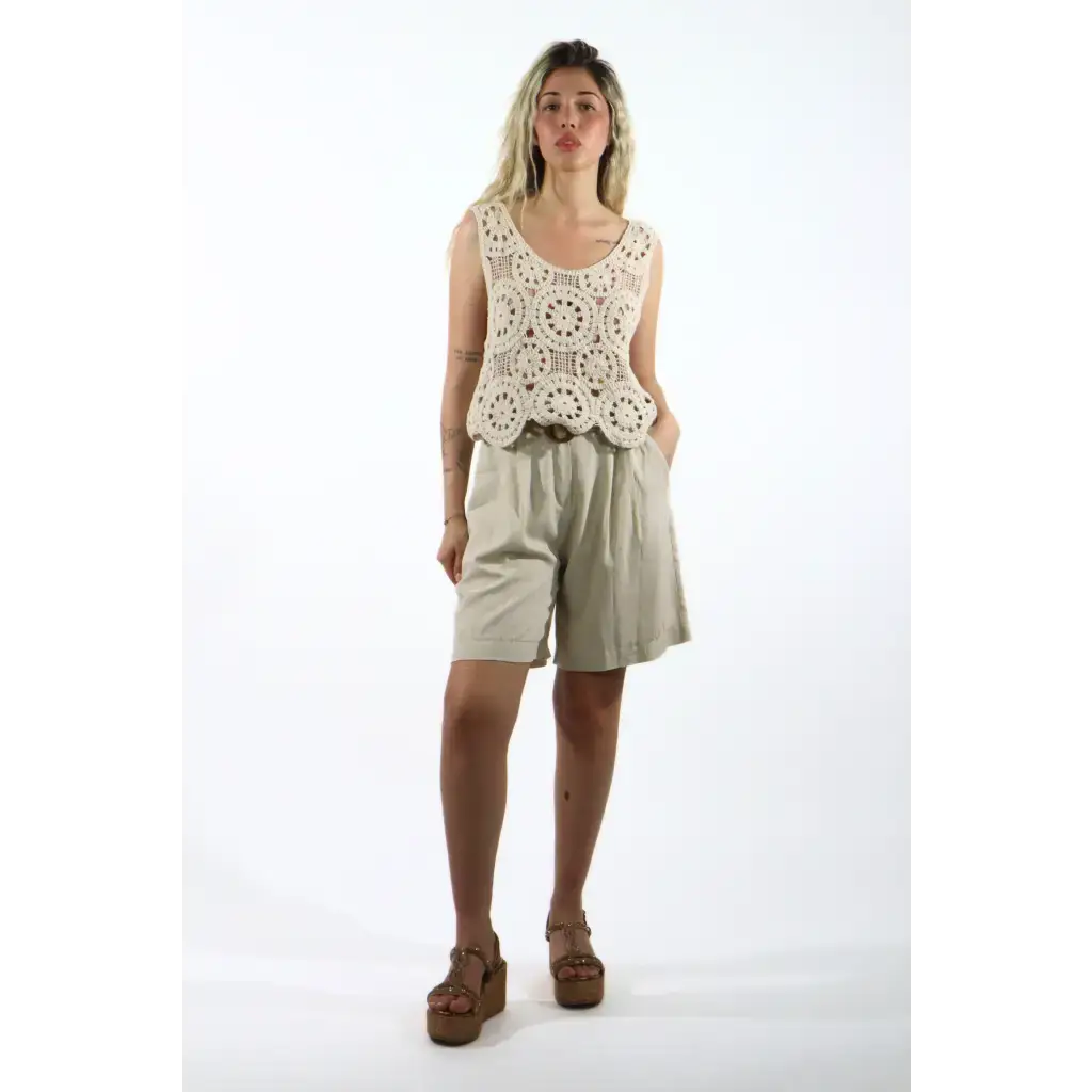 Top Crochet - BEIGE / UNICA / Cotone/Nylon - TOP