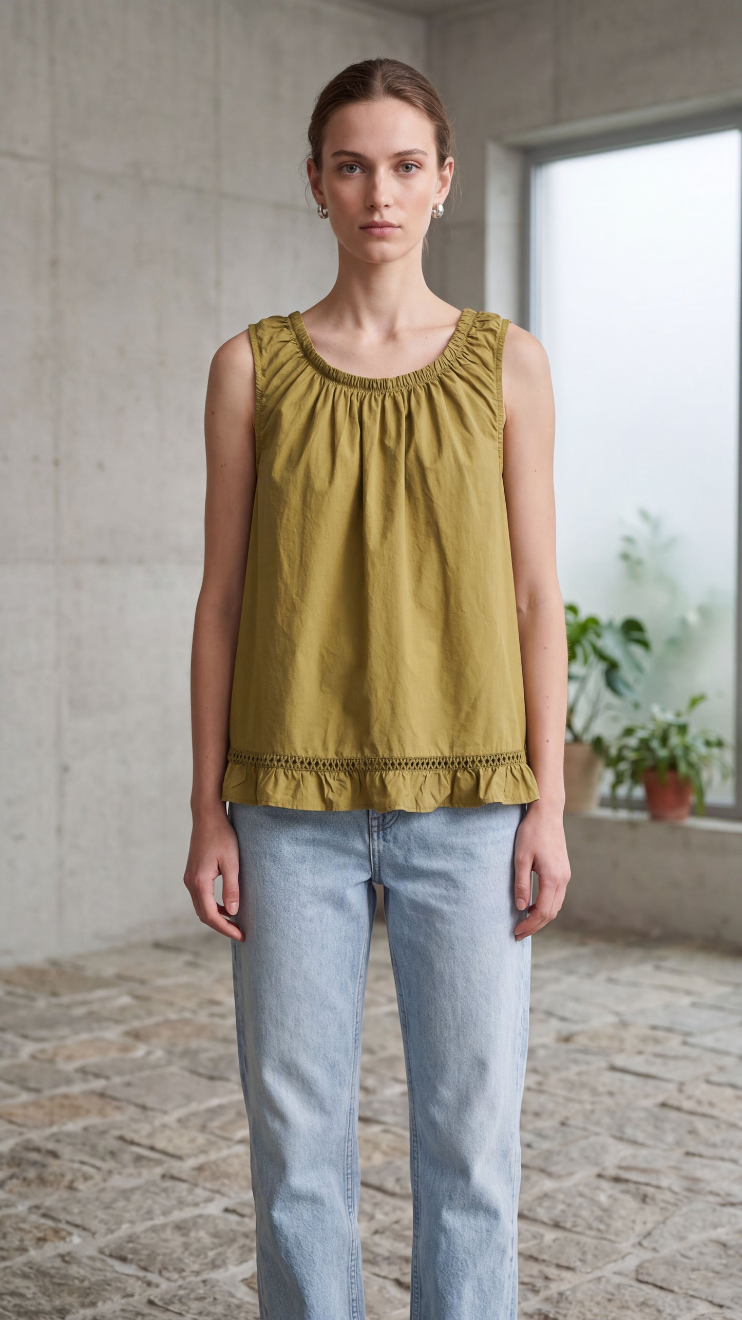 Top cotone girocollo