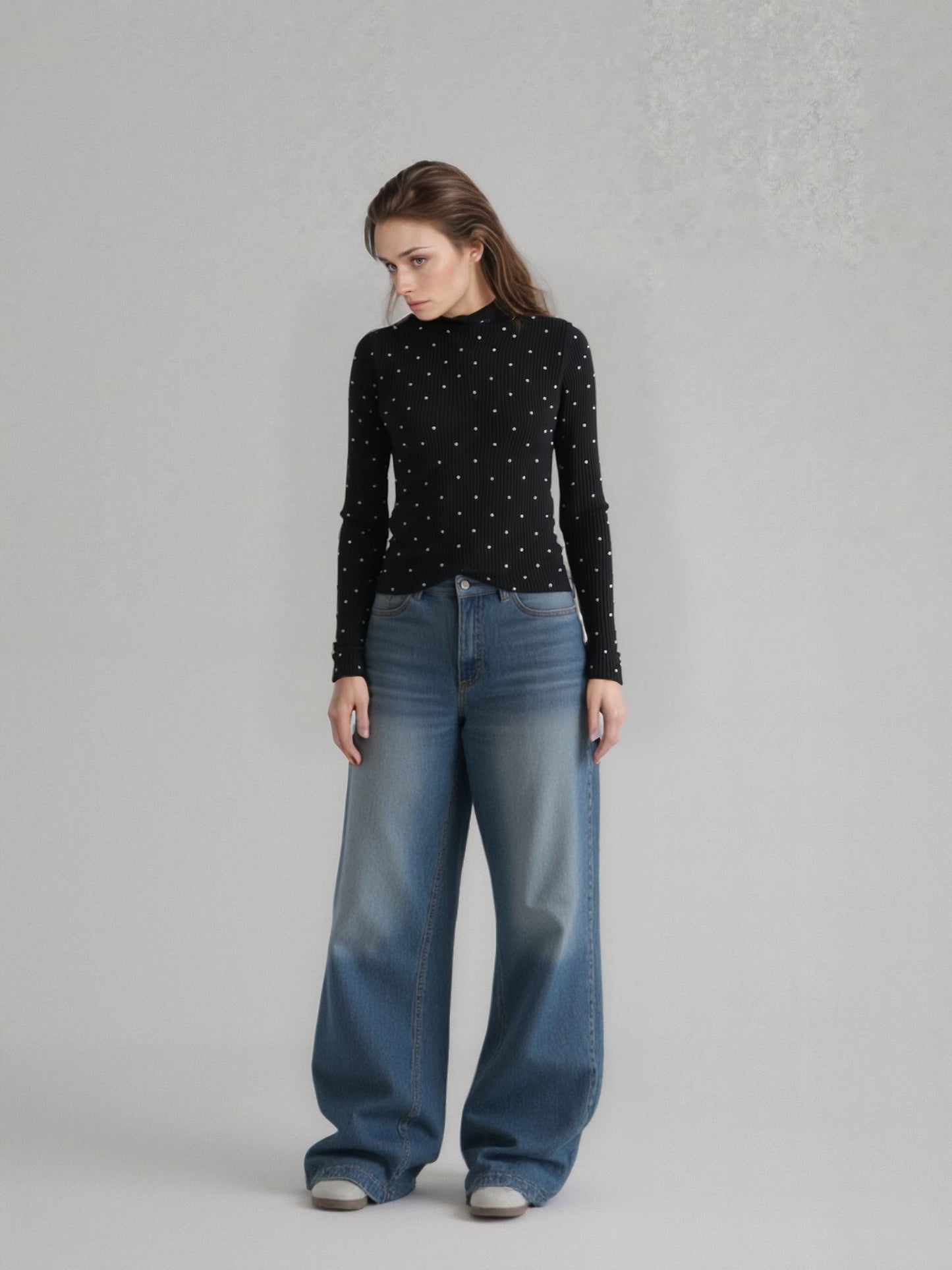 Maglia costine con strass