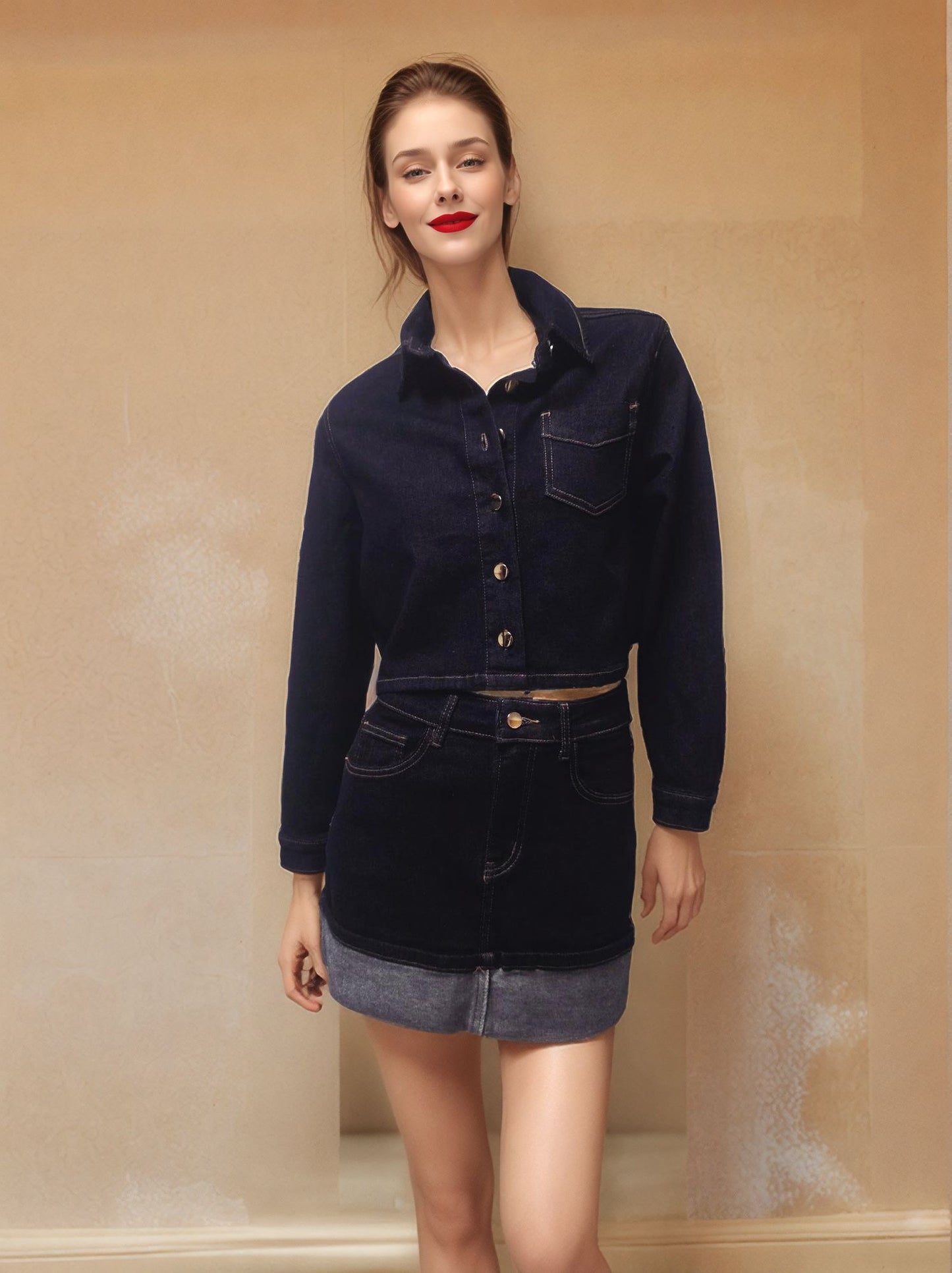 Gonna BlueDenim con risvolto