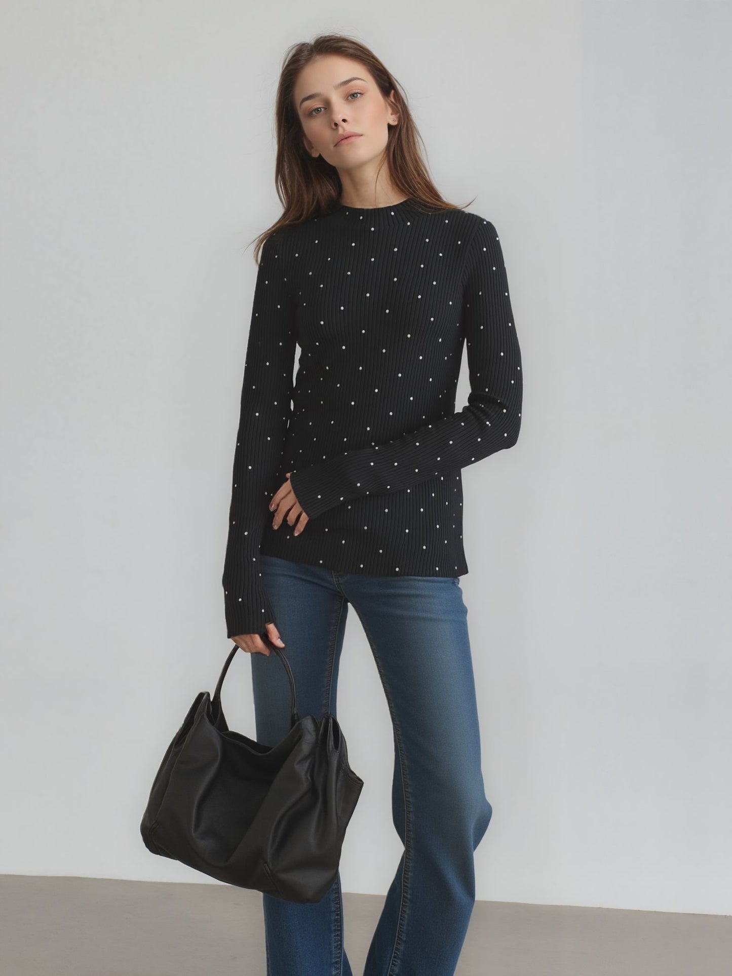 Maglia costine con strass