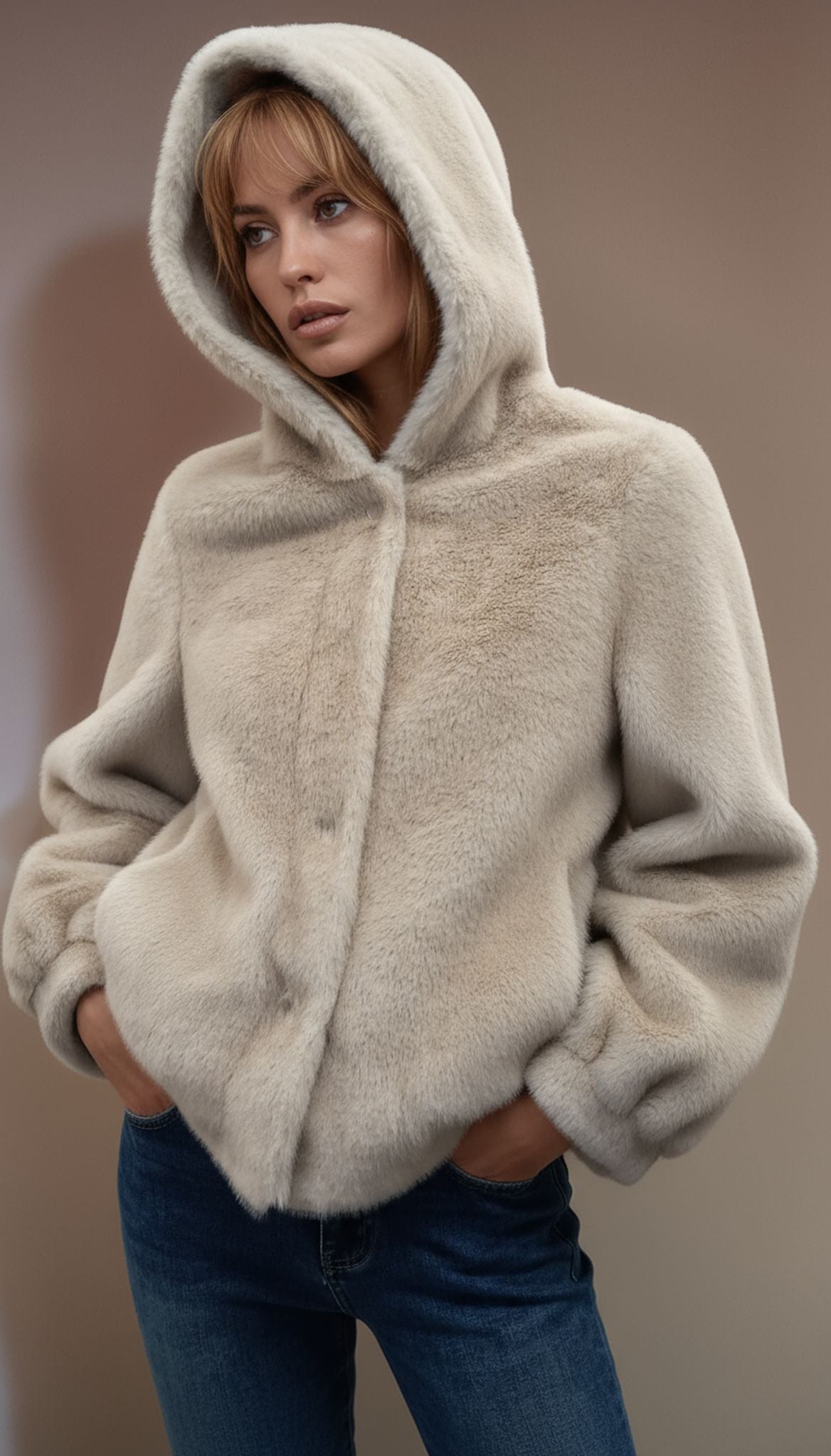 Ecopelliccia con cappuccio