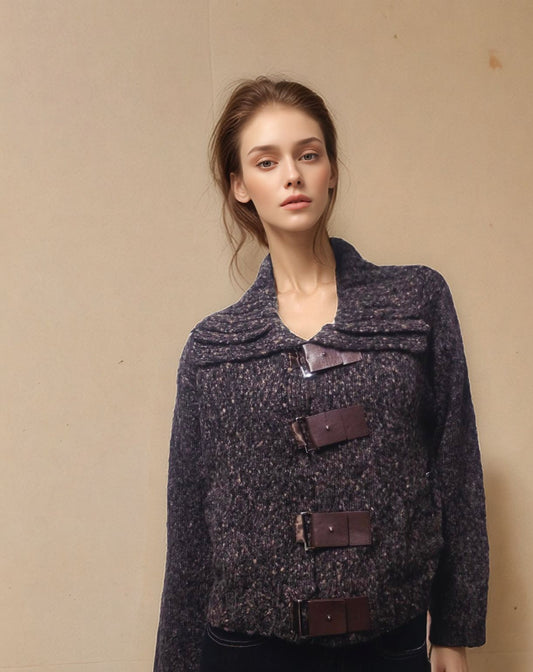 Giacca tricot con fibbie