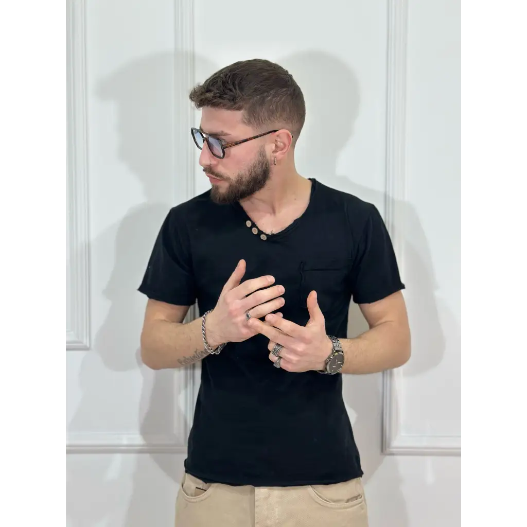 T-shirt con bottoni stone - T-SHIRT