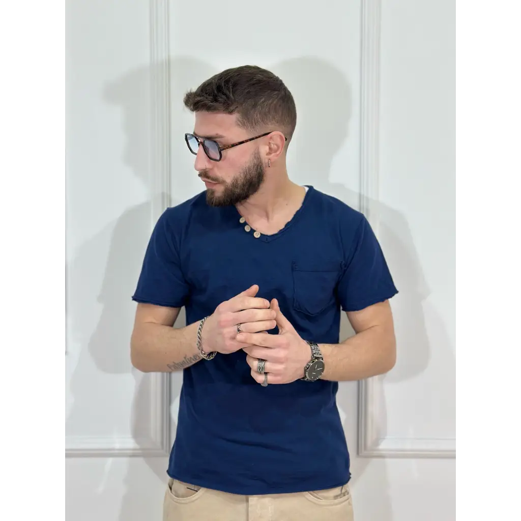 T-shirt con bottoni stone - T-SHIRT