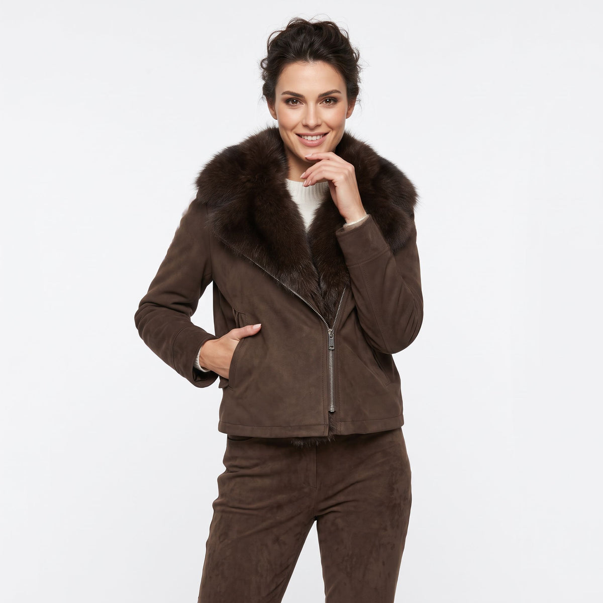 Giubbotto biker suede