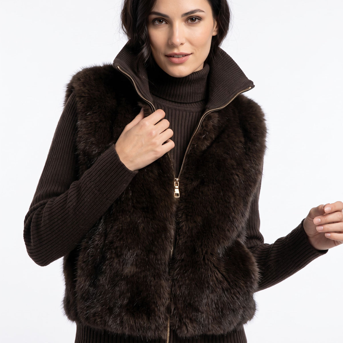 Giaccone zip ecopelliccia