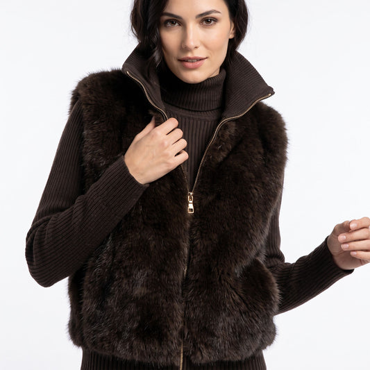 Giaccone zip ecopelliccia