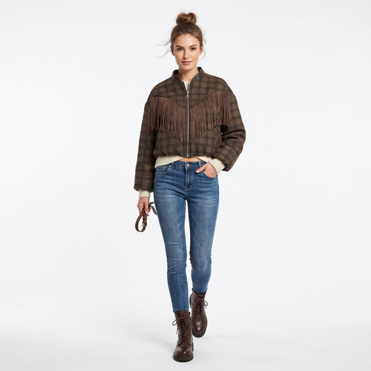 Giubbino crop frange
