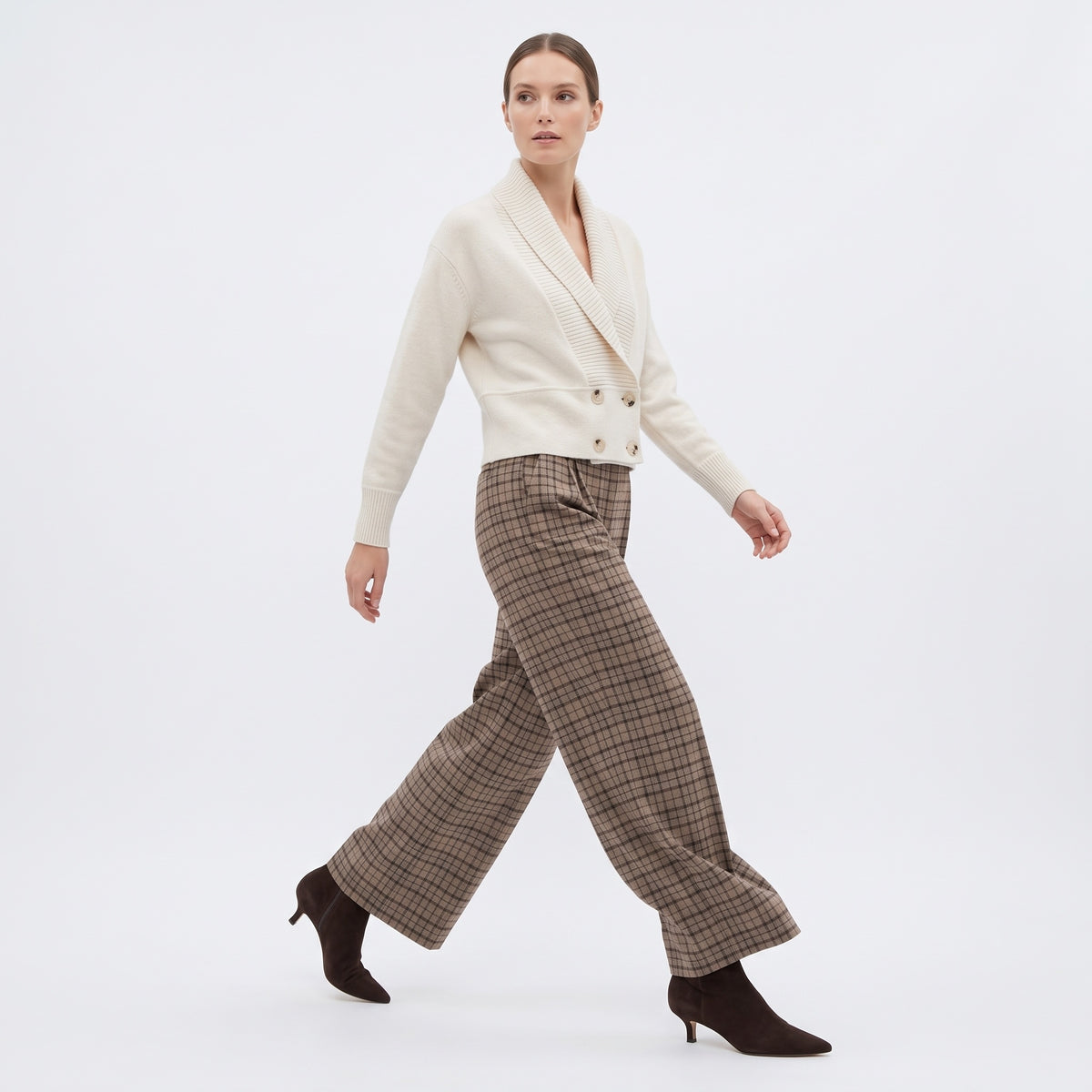 Pantalone wideleg quadri