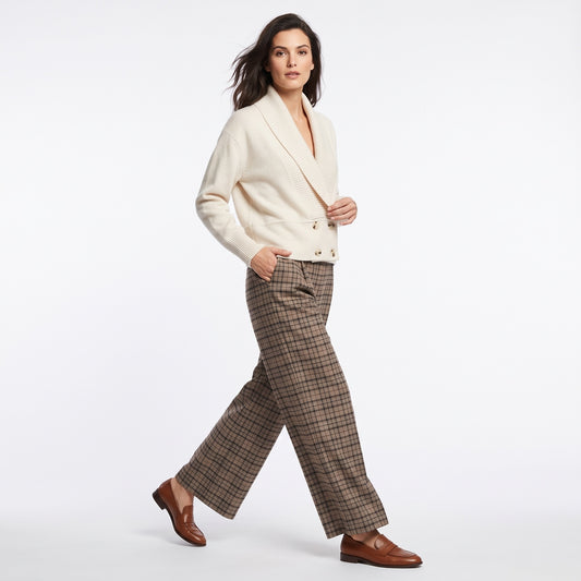 Pantalone wideleg quadri