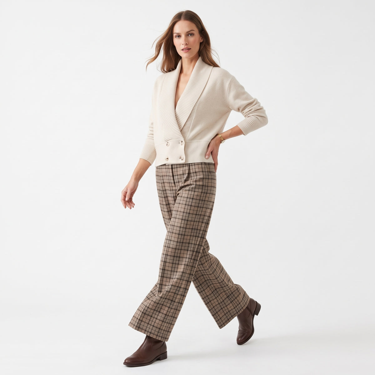 Pantalone wideleg quadri