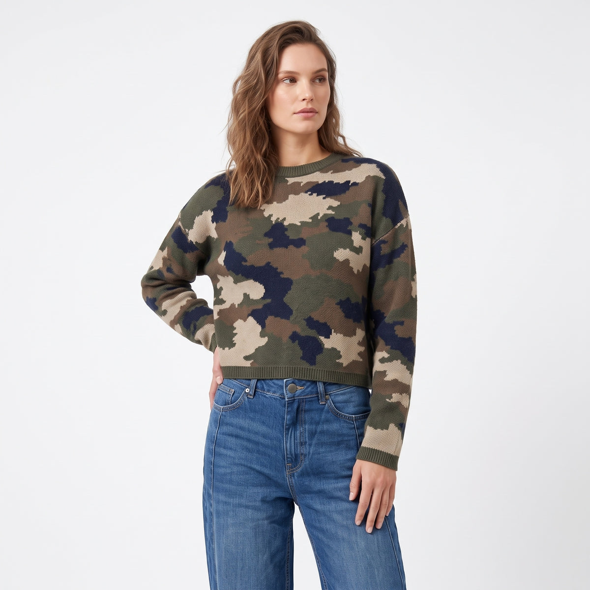 Maglia tricot o'neck Army
