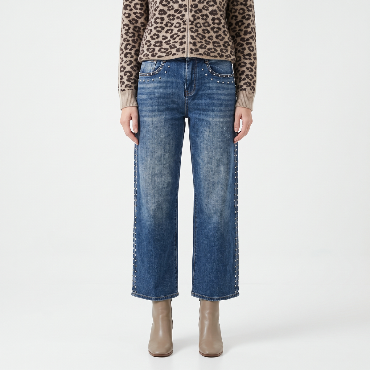 Jeans buggy borchiato