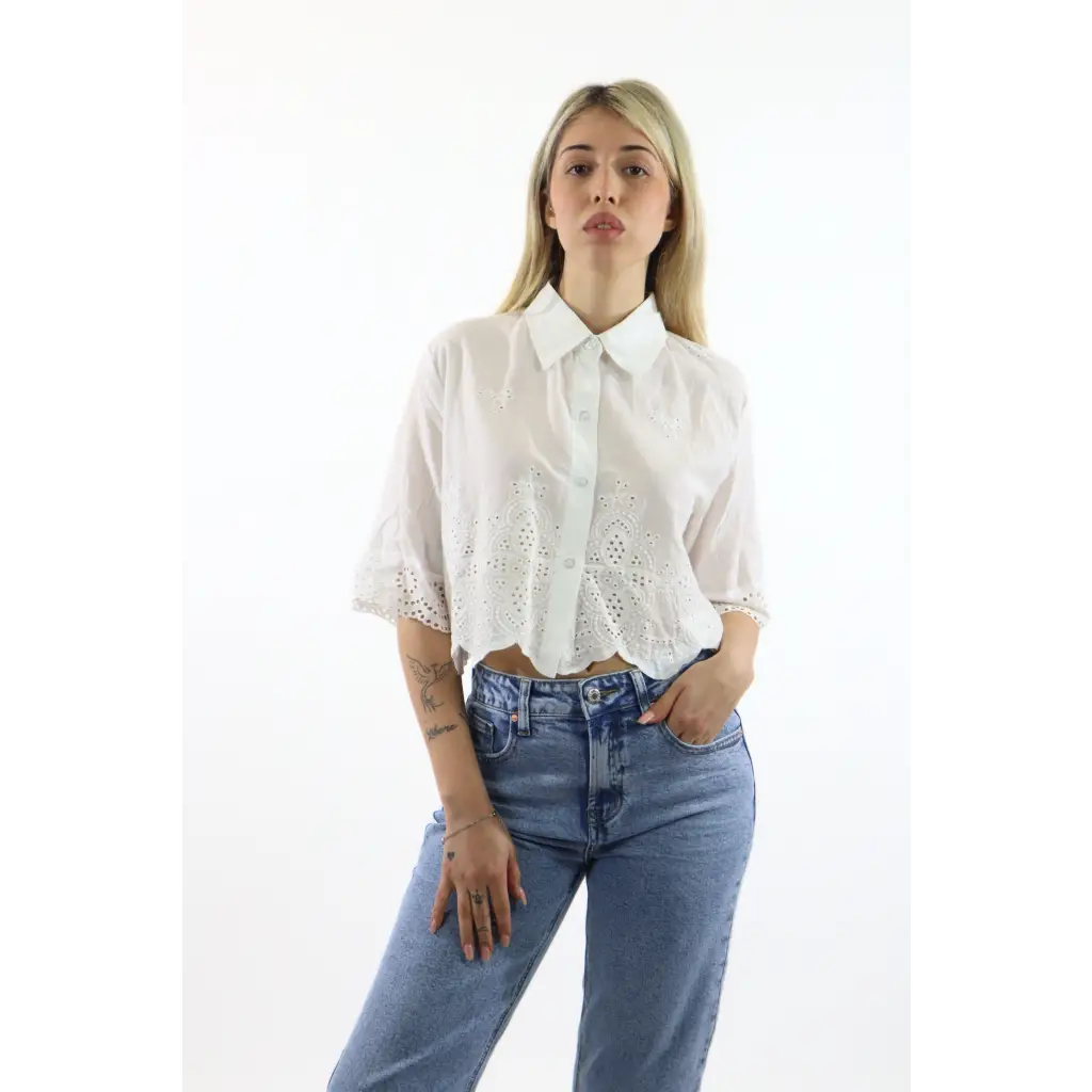 Camicia crop - BIANCO / UNICA / Cotone - CAMICIA