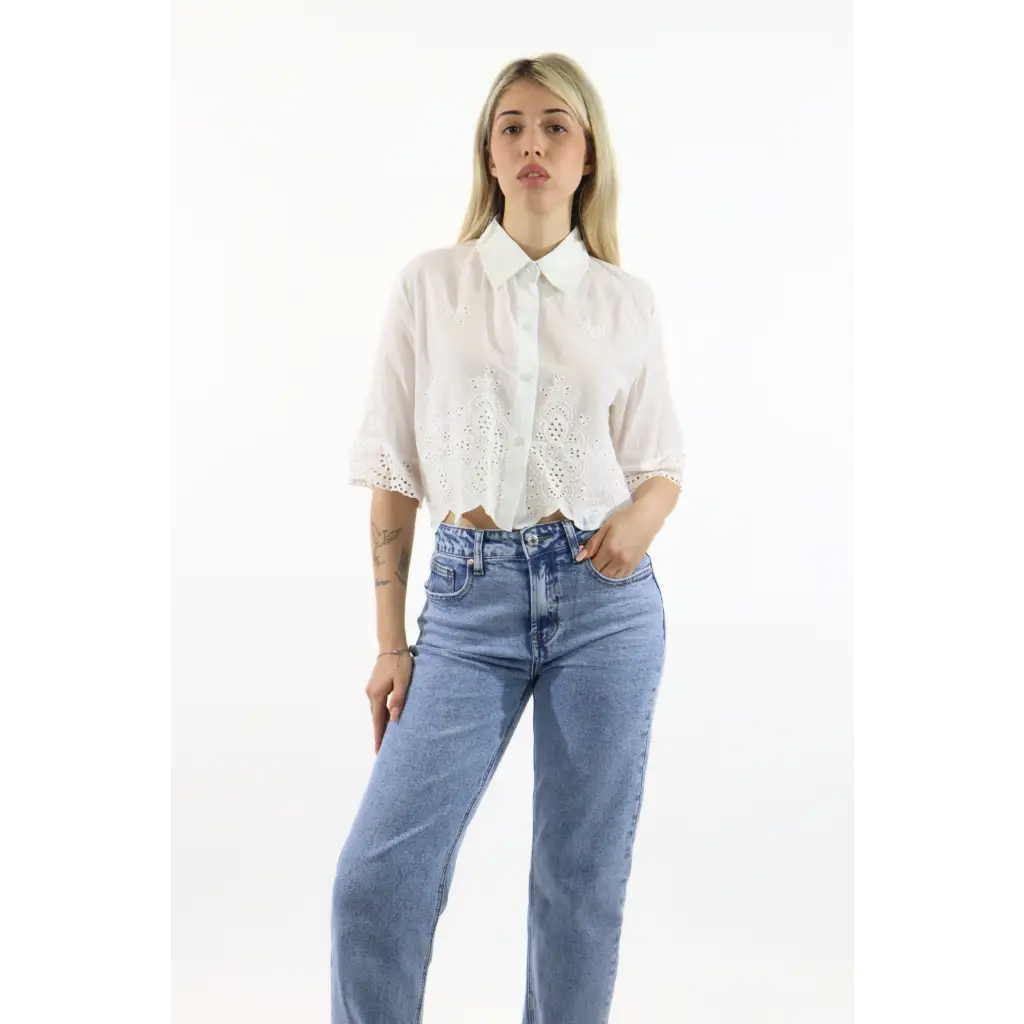 Camicia crop - BIANCO / UNICA / Cotone - CAMICIA