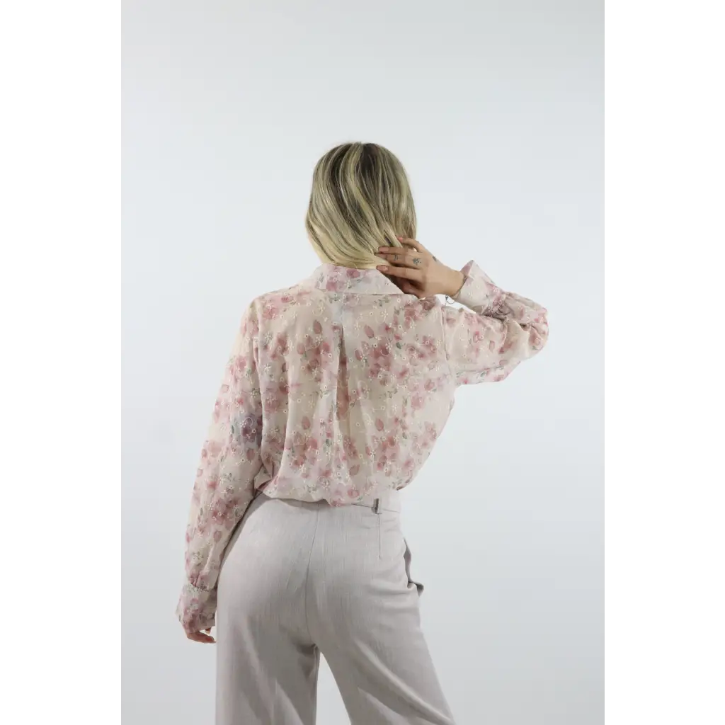 Camicia fiori con rouches - ROSA / UNICA / Poliestere - CAMICIA