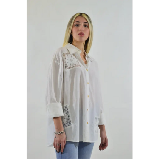 Camicia inserto ricamo - BIANCO / UNICA / Cotone - CAMICIA