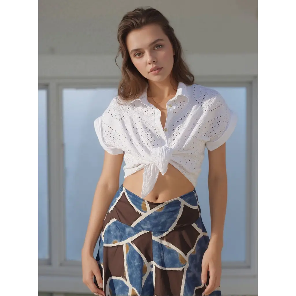 Camicia pizzo Saint Tropez - BIANCO / UNICA / Cotone - CAMICIA