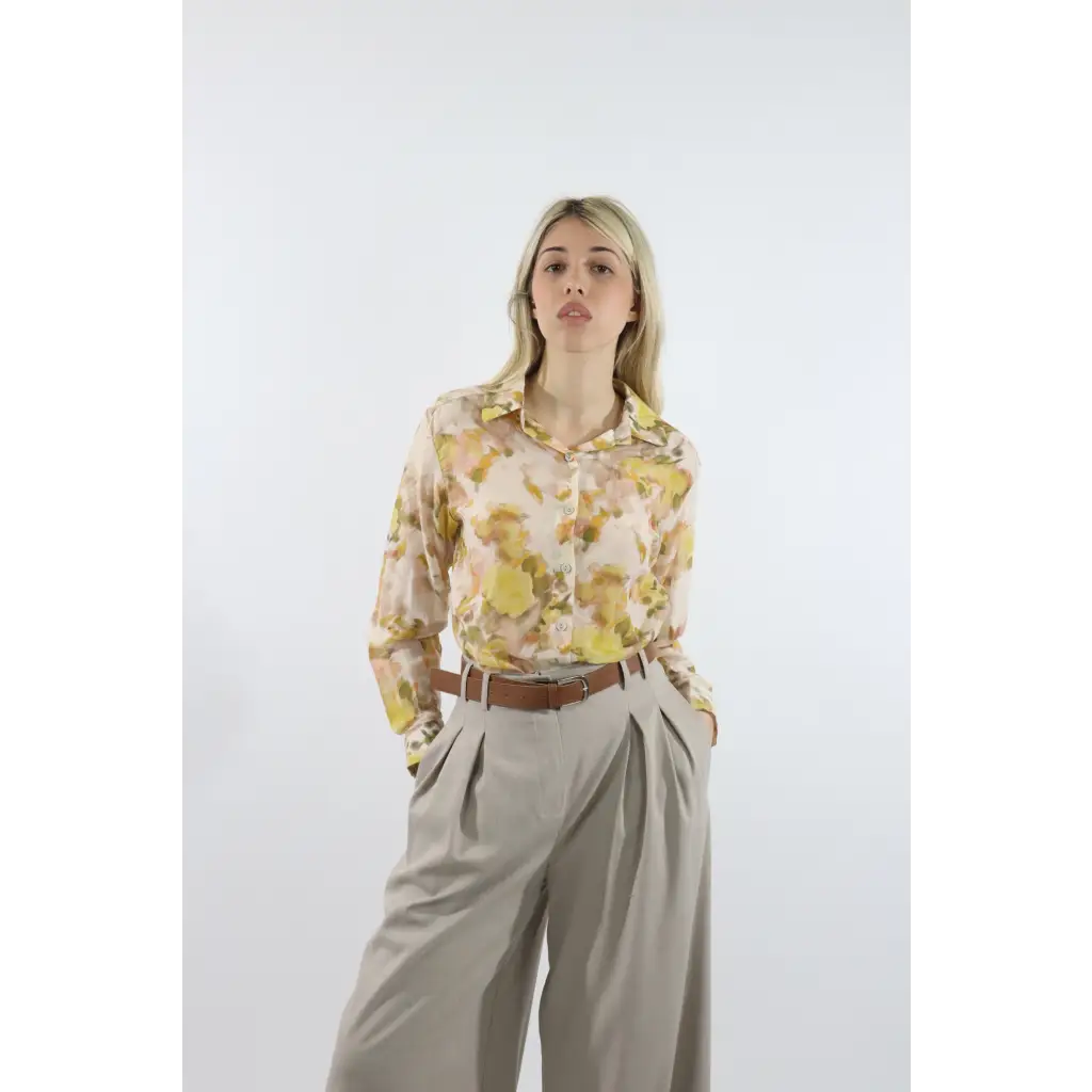 Camicia seta fantasia - GIALLO / UNICA / Cotone/Seta - CAMICIA