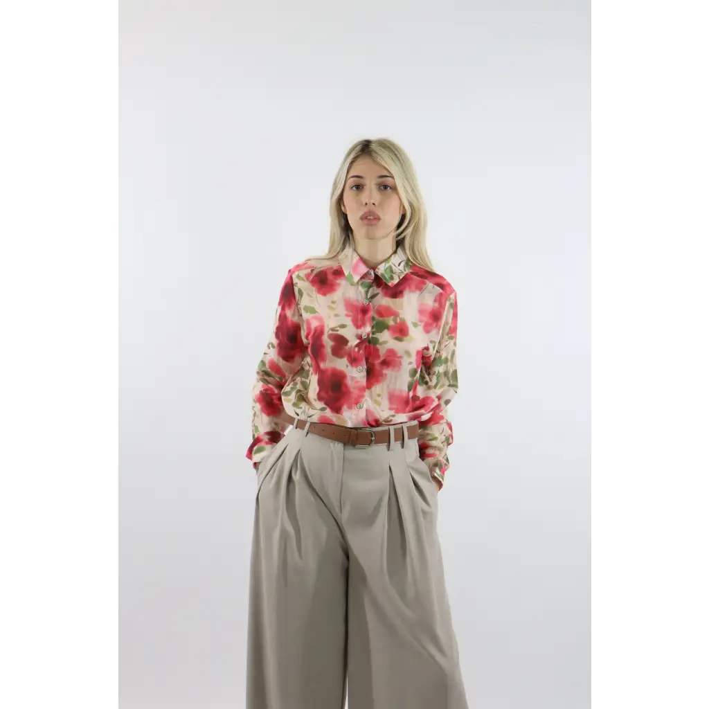 Camicia seta fantasia - ROSA / UNICA / Cotone/Seta - CAMICIA