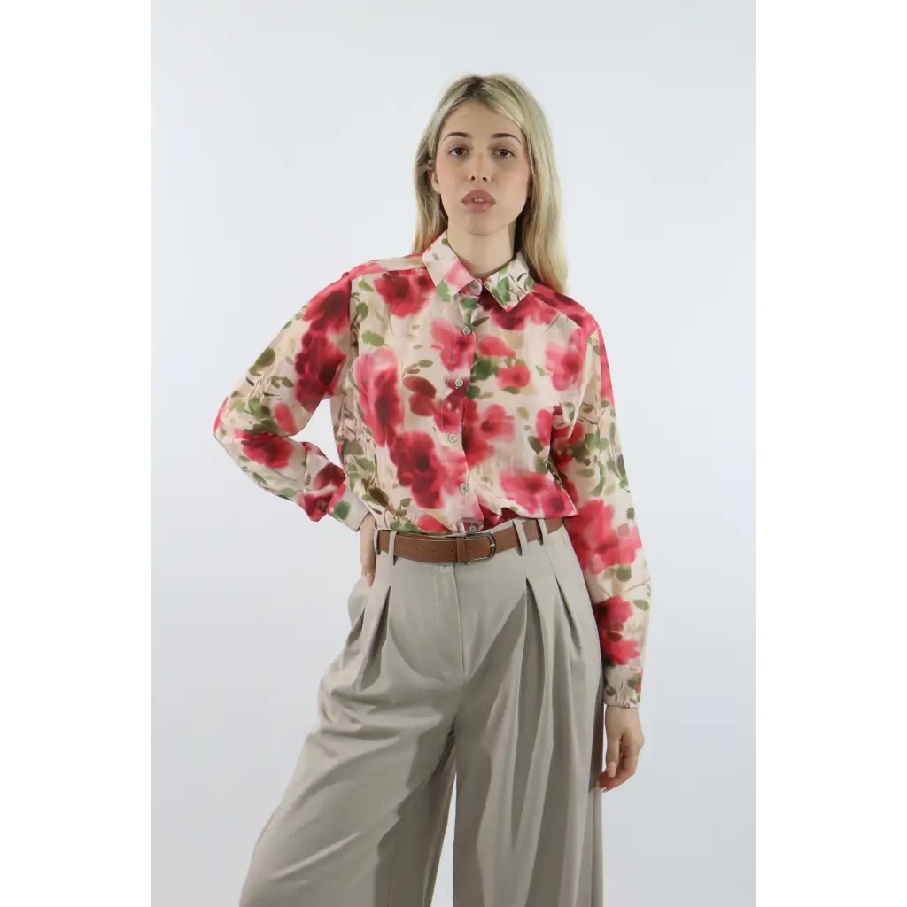 Camicia seta fantasia - ROSA / UNICA / Cotone/Seta - CAMICIA