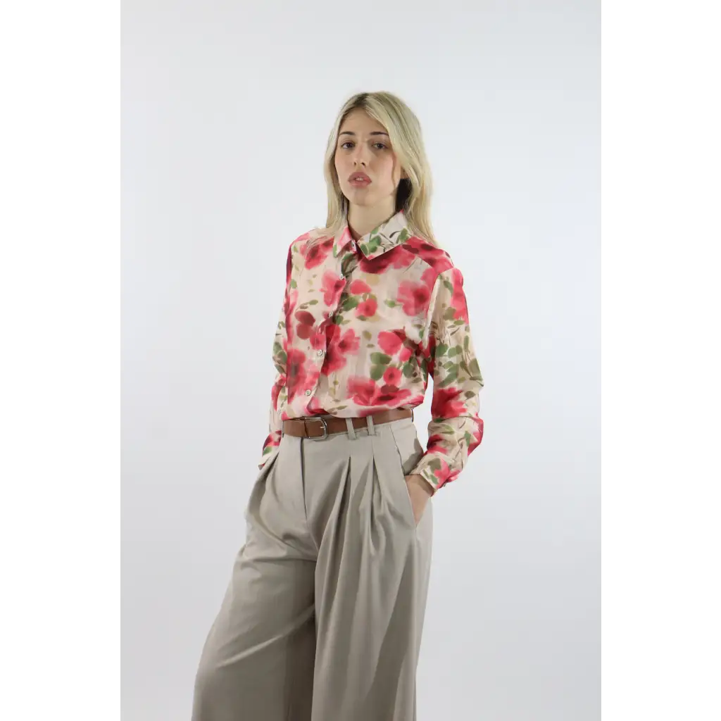 Camicia seta fantasia - ROSA / UNICA / Cotone/Seta - CAMICIA
