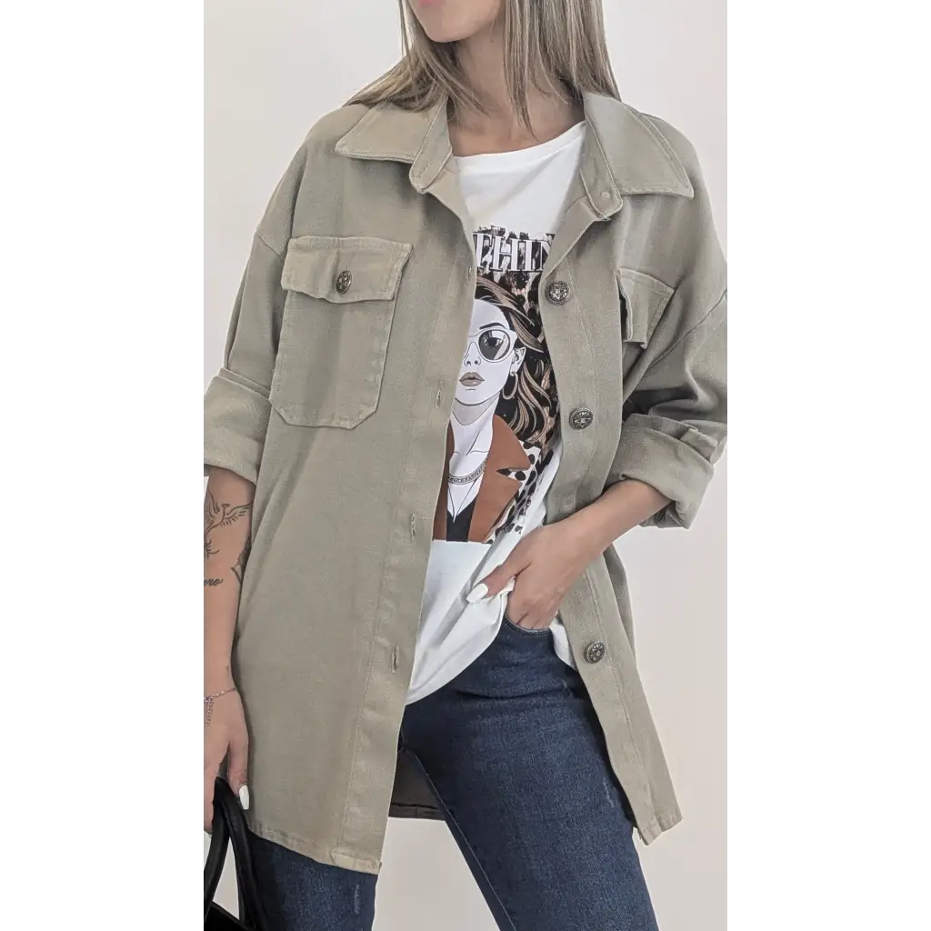 Giacca camicia in cotone - Beige / UNICA - CAMICIA