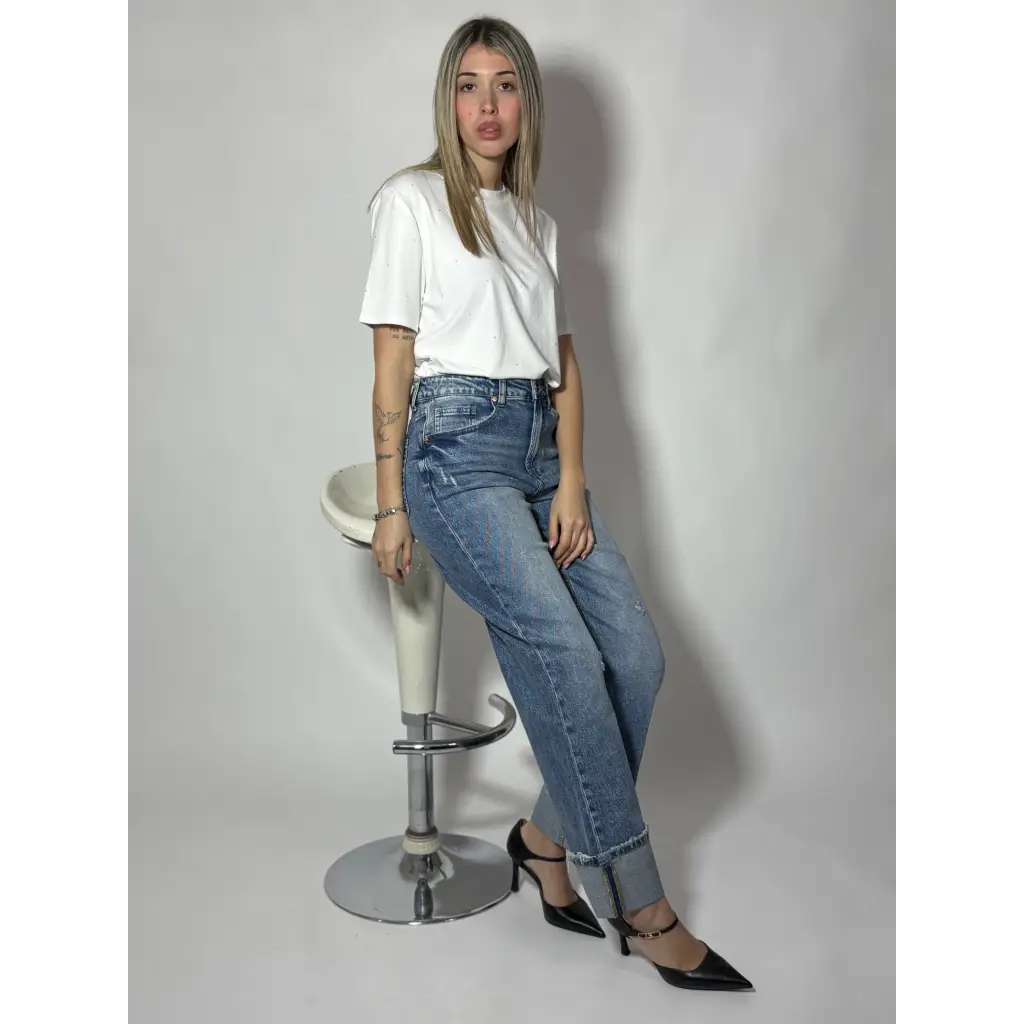 Jeans Wideleg con risvolto - PANTALONI E JEANS