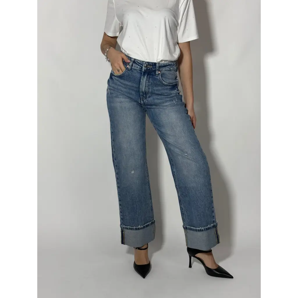 Jeans Wideleg con risvolto - PANTALONI E JEANS