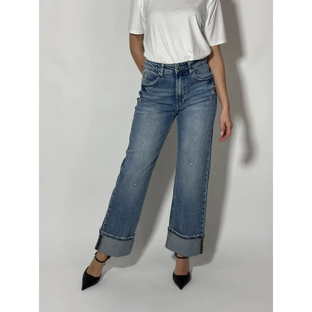 Jeans Wideleg con risvolto - PANTALONI E JEANS