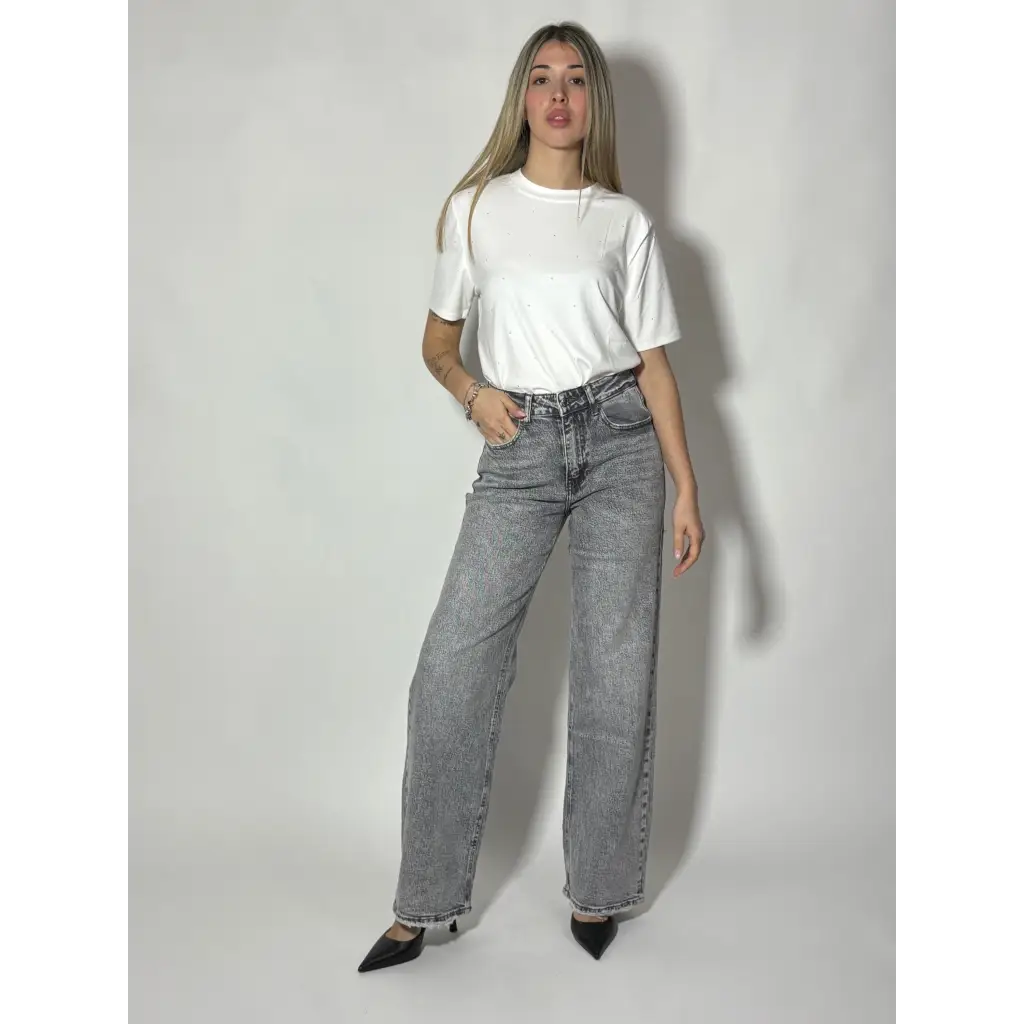 Jeans Wideleg Grey - PANTALONI E JEANS