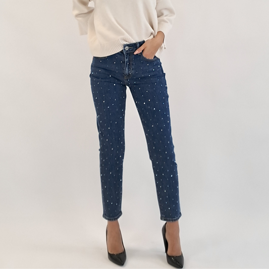 Jeans Momfit Strass - PANTALONI E JEANS