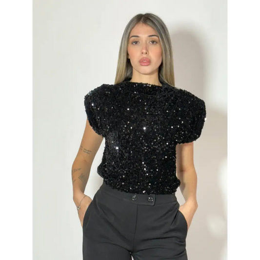 Maglia con paillettes - NERO / UNICA - MAGLIA