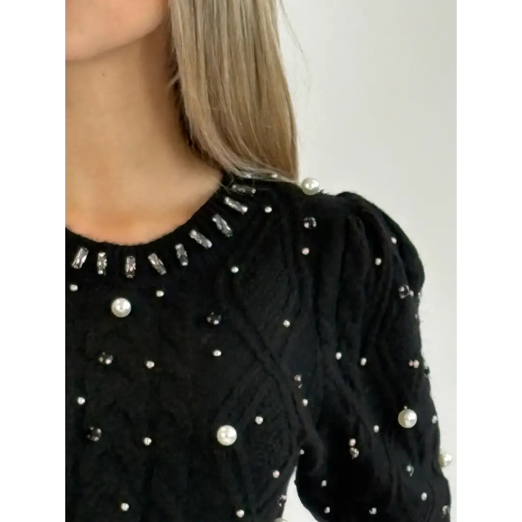 Maglia con perle - NERO / UNICA - MAGLIA