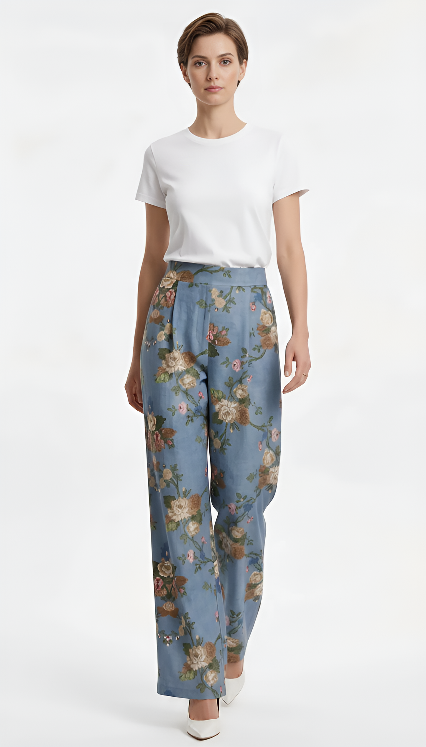 Pantalone wideleg stampato
