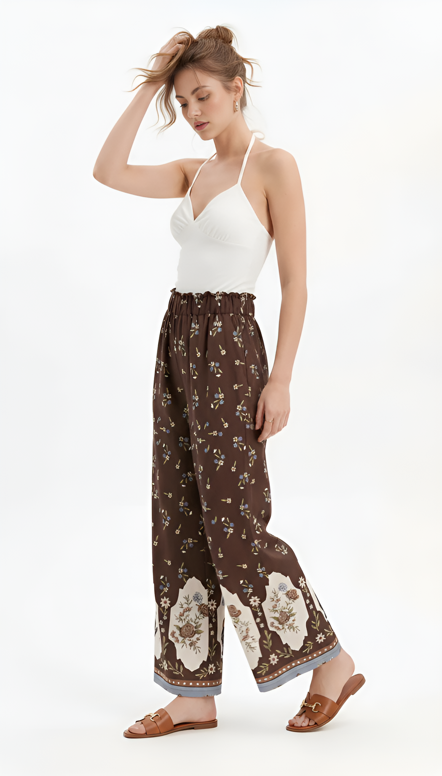 Pantalone wideleg stampa tucano