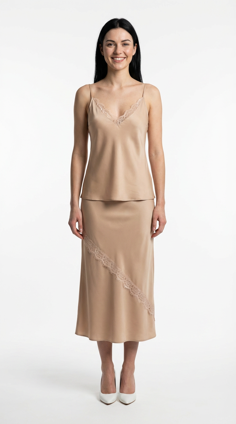 Gonna longuette ricamo pizzo
