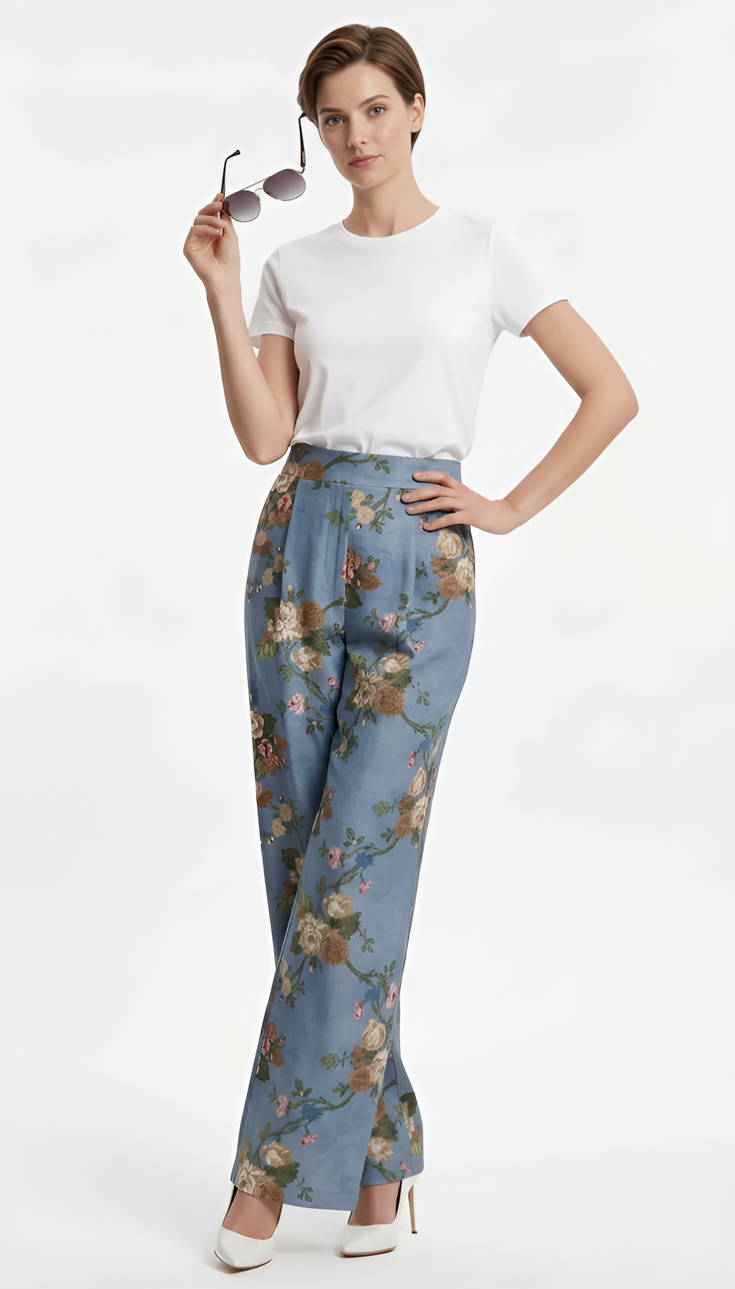 Pantalone wideleg stampato