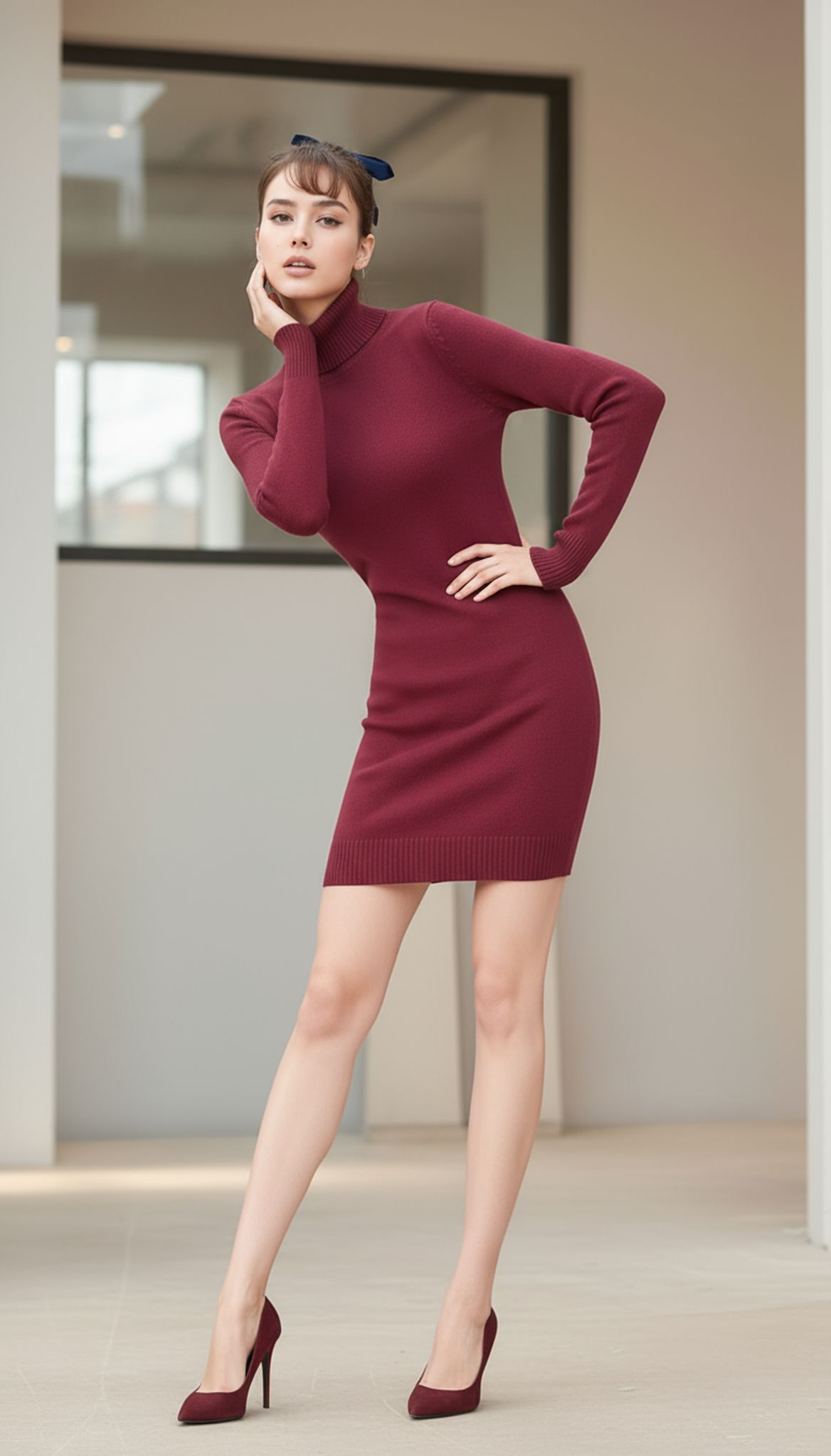 Abito dolcevita tricot