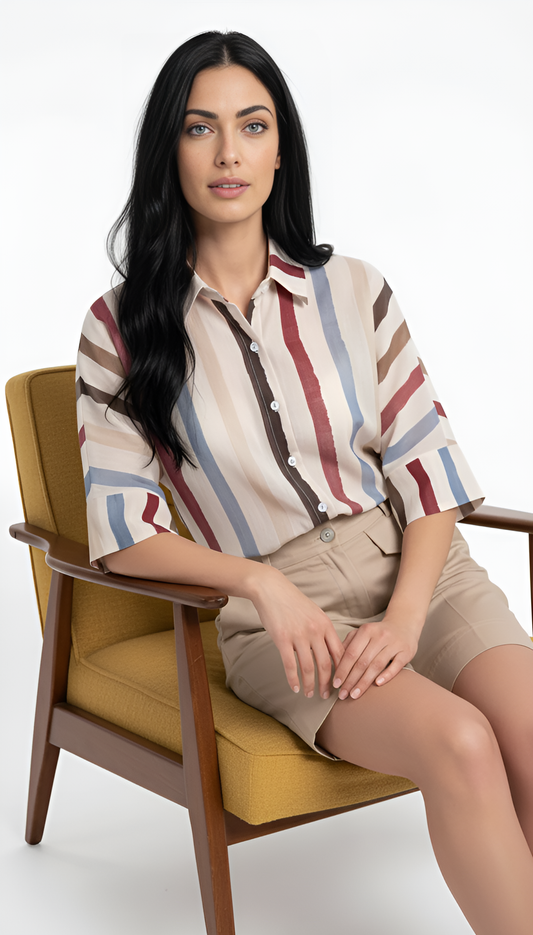 Camicia tencel rigata