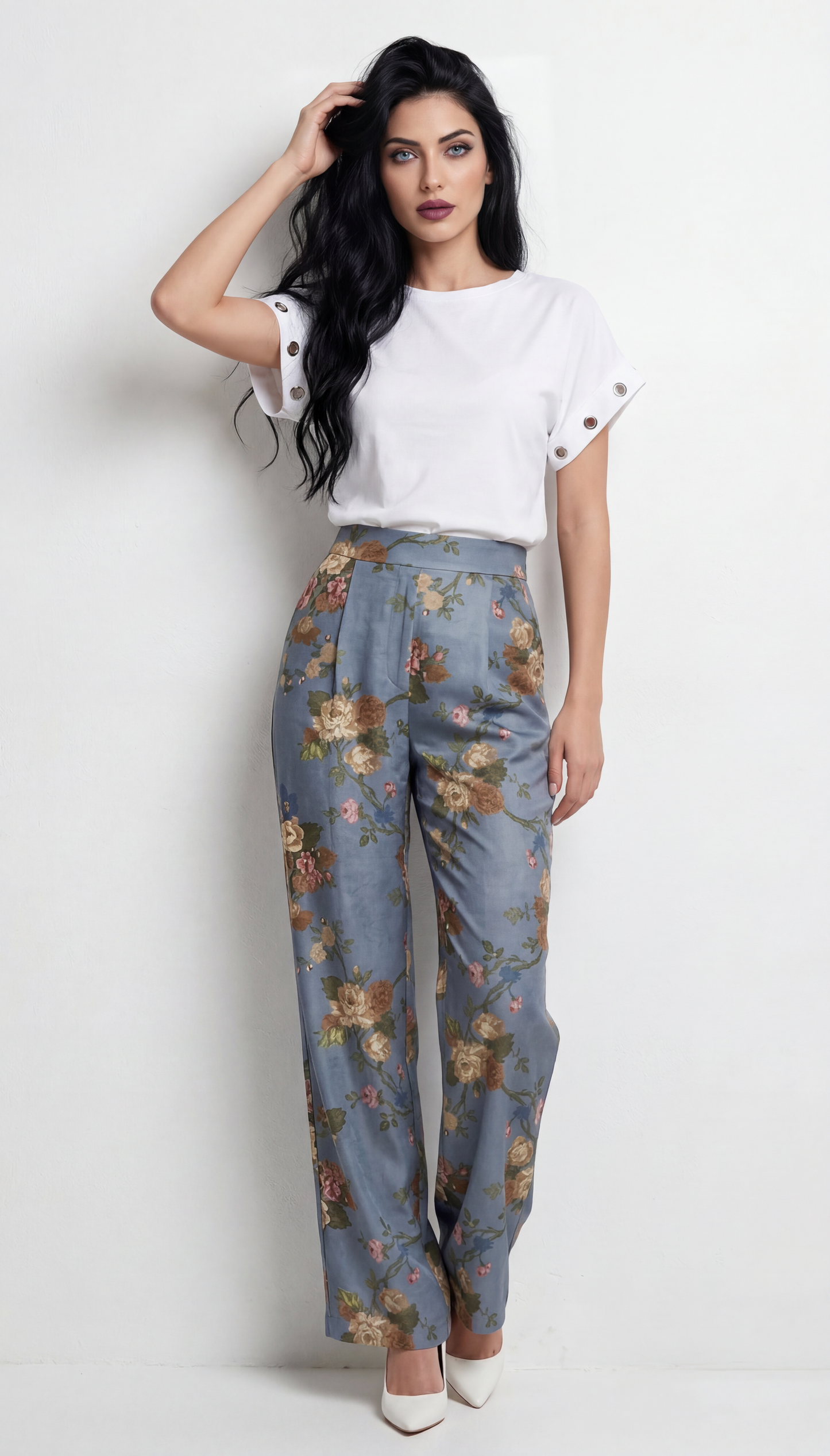 Pantalone wideleg stampato