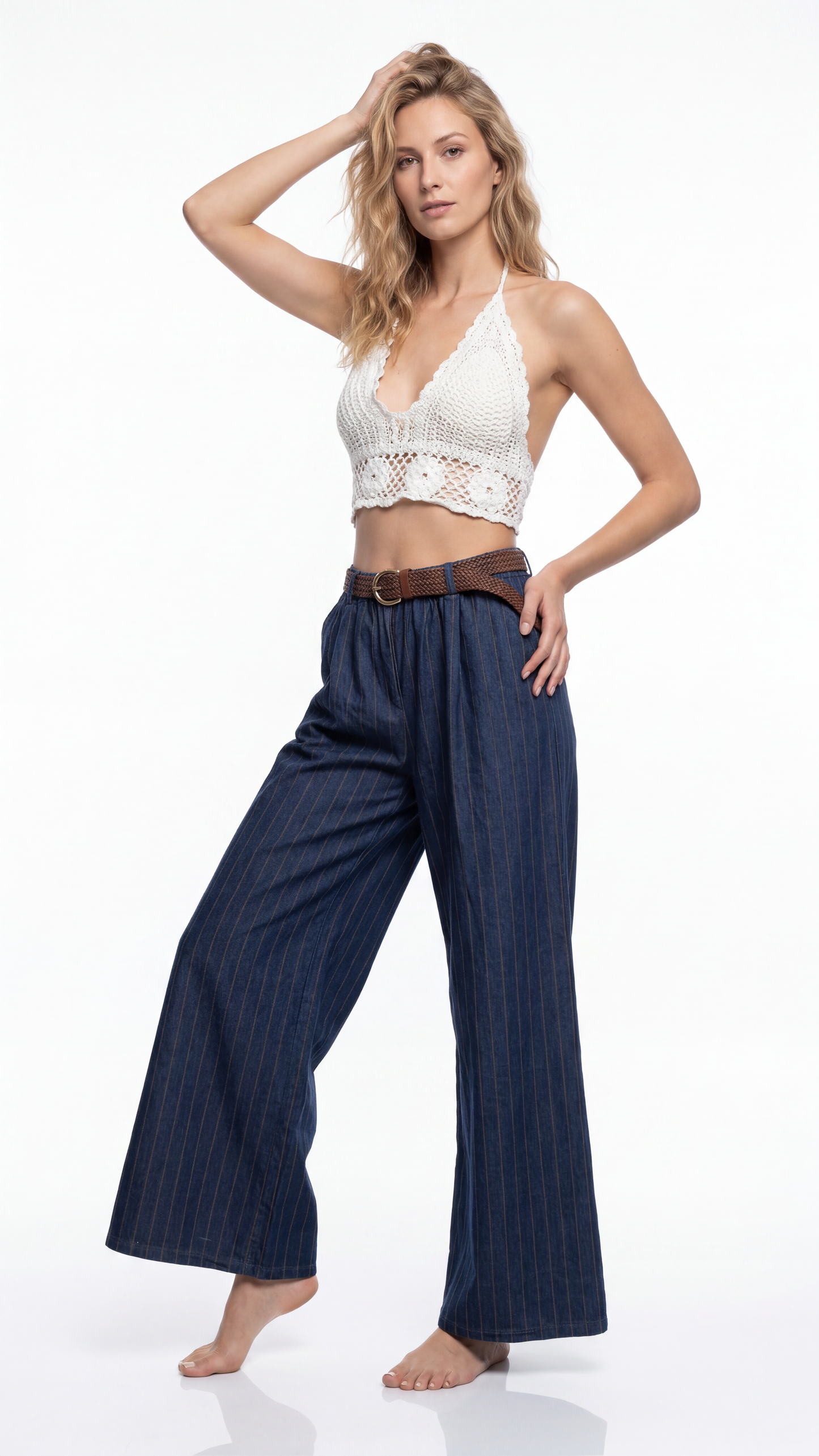 Pantalone chambry wideleg