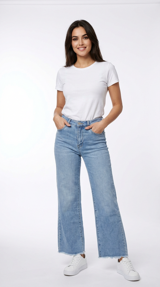 Jeans Wideleg sfrangiato