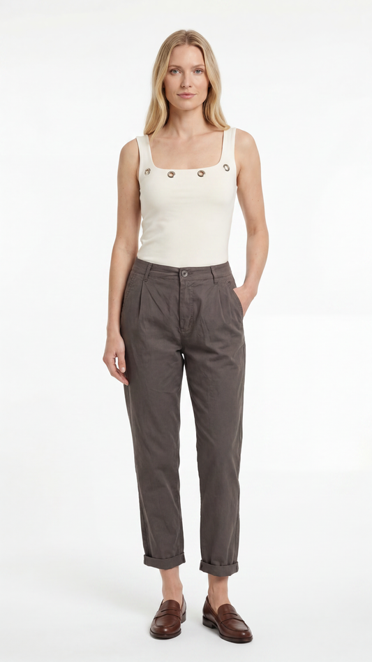 Pantalone momfit con pences