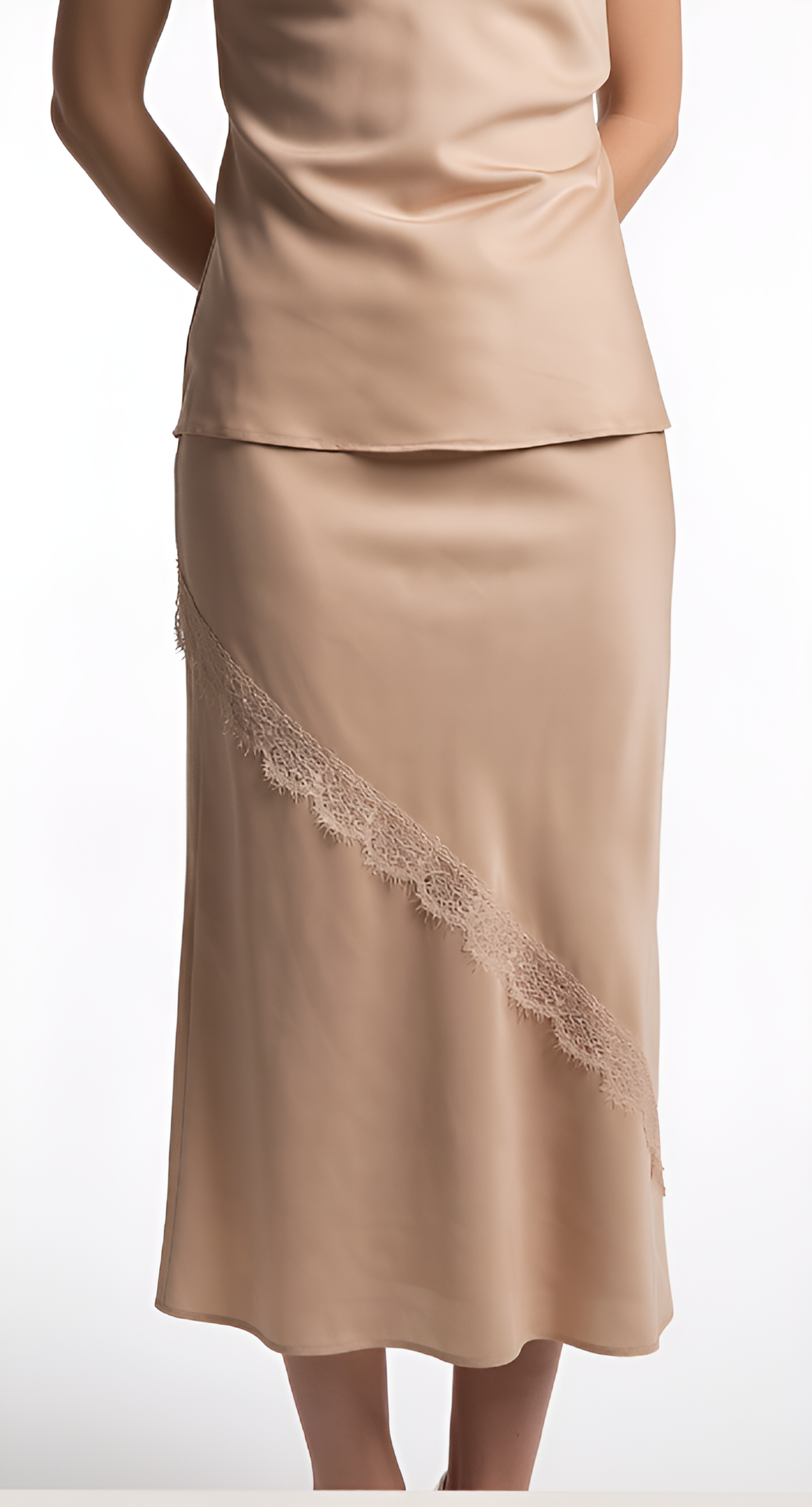 Gonna longuette ricamo pizzo