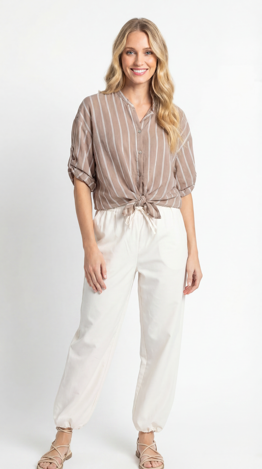Pantalone cotone con coulisse