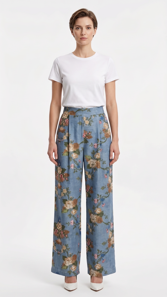 Pantalone wideleg stampato